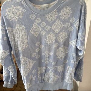 P.J. Salvage Light Blue Printed Crewneck Sweatshirt and Short Set